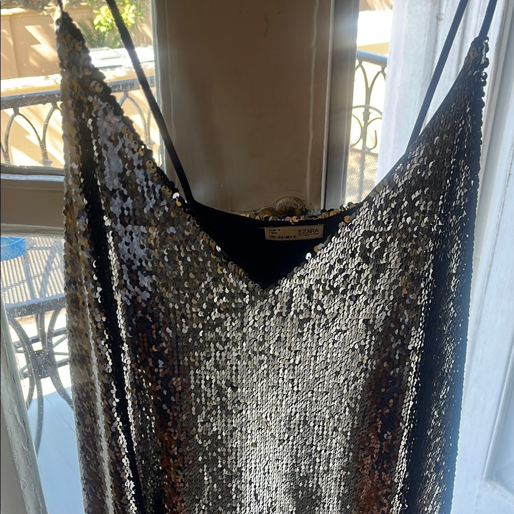 ZARA Silver Sequin Dress - Picture 3 of 5
